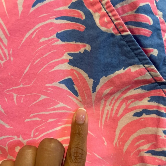 Lilly Pulitzer Pink and Blue Buttercup Tropical Pineapple Print Shorts - Picture 9 of 11